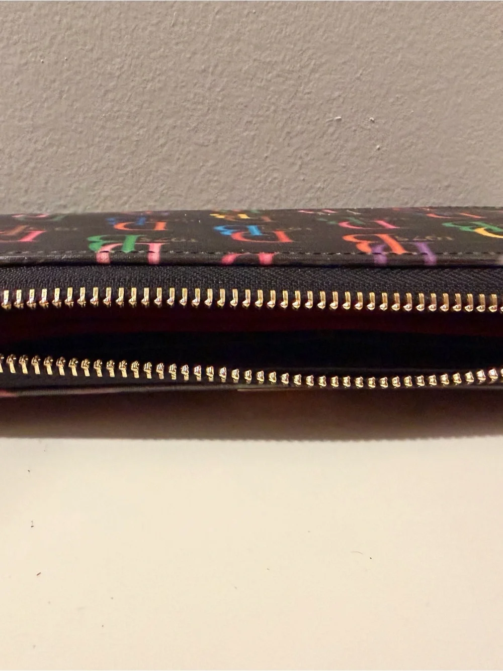 Dooney & Bourke Black Leather Shoulder Bag with Multicolor Logo Wallet
